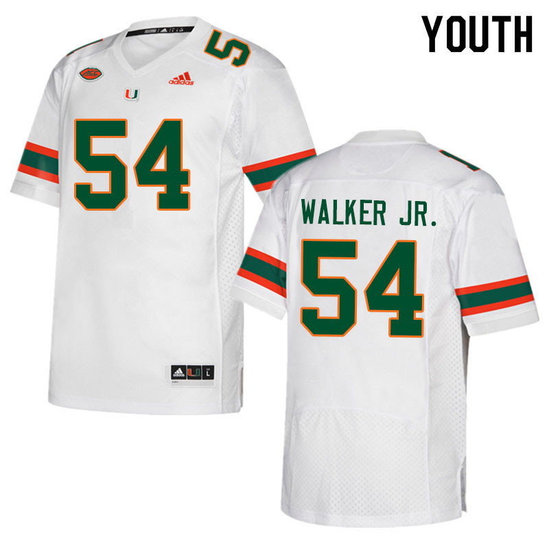 Youth #54 Issiah Walker Jr. Miami Hurricanes College Football Jerseys Sale-White